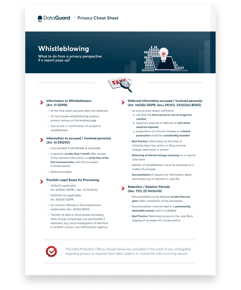 Look Inside - The Whistleblowing – Compliance Cheat Sheet - COM 2